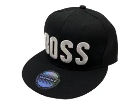 Boss XM Black & White Structured Adjustable Snapback Flat Bill Hat Cap