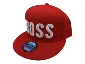 Boss XM Red & White Structured Adjustable Snapback Flat Bill Hat Cap