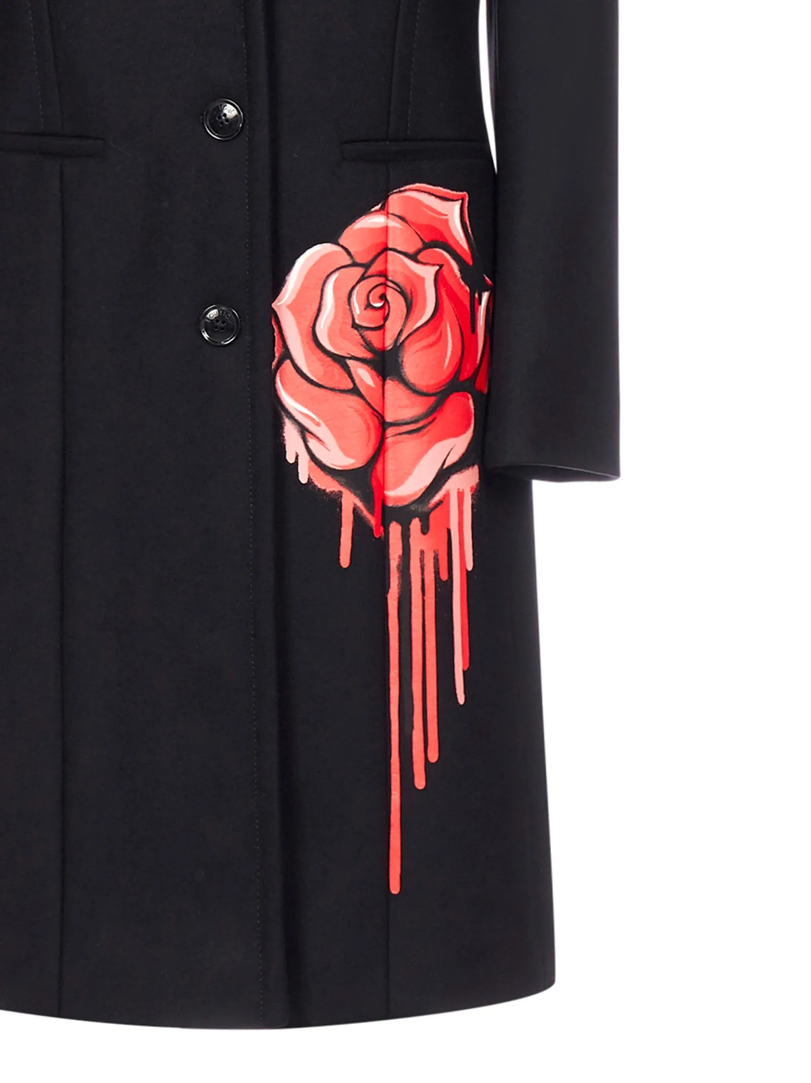 Boutique Moschino Dripping Rose Print Coat