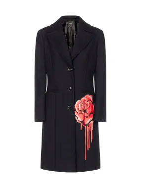 Boutique Moschino Dripping Rose Print Coat