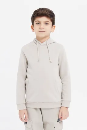 Boys Beige Hooded Sweatshirt