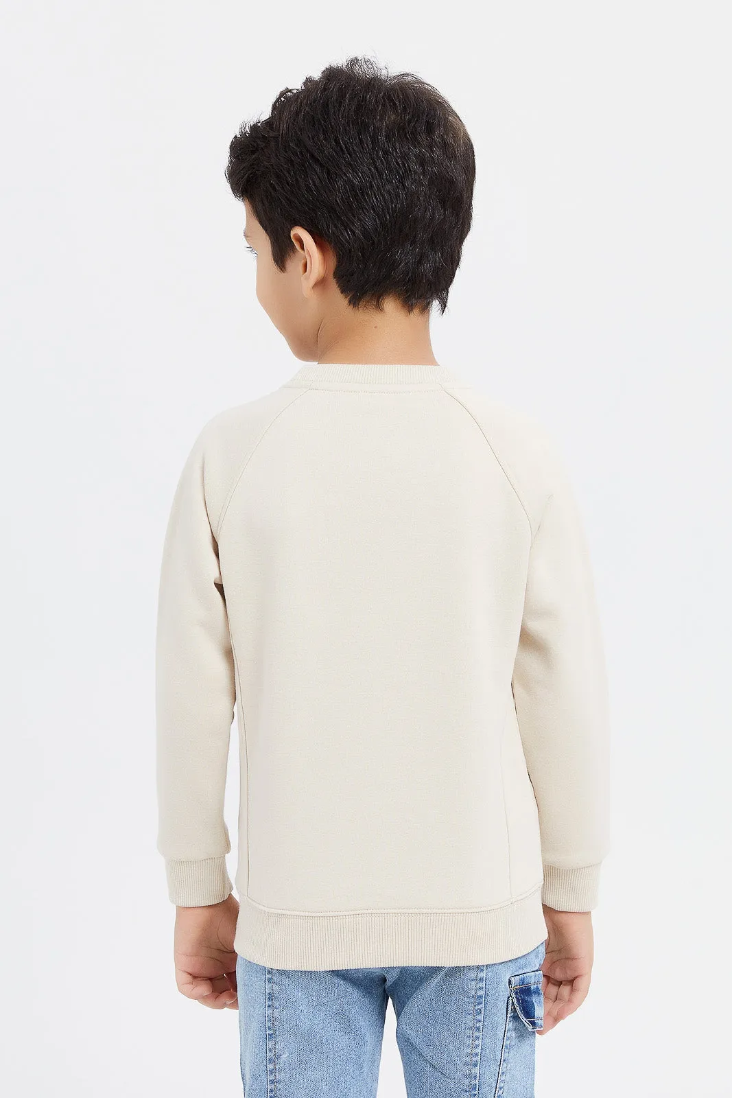 Boys Beige New York Embroidered Sweatshirt