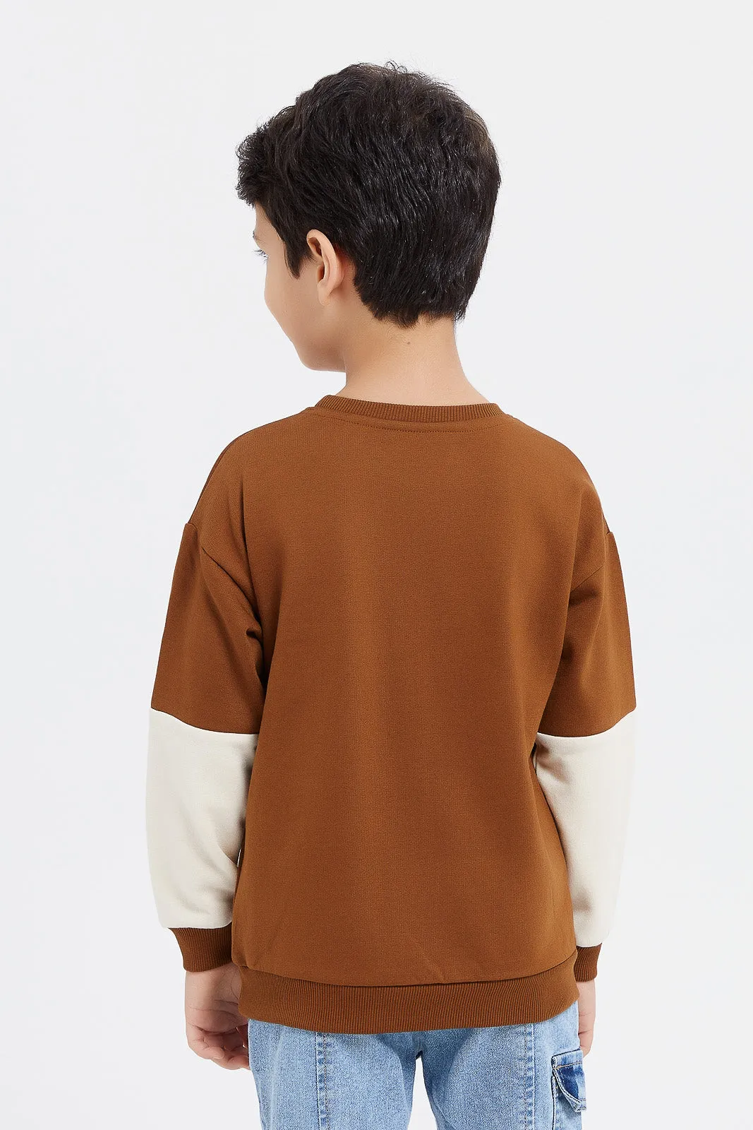 Boys Brown Kangaroo Pocket Sweatshirt