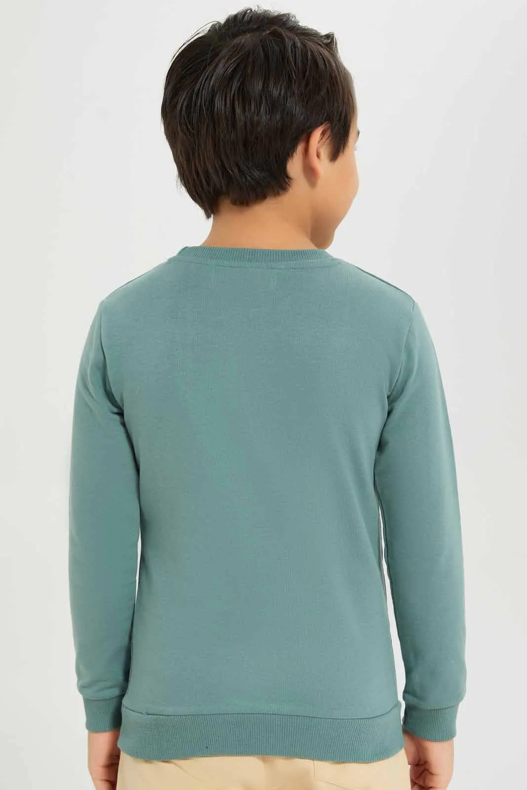 Boys Mint Dino Print Sweatshirt