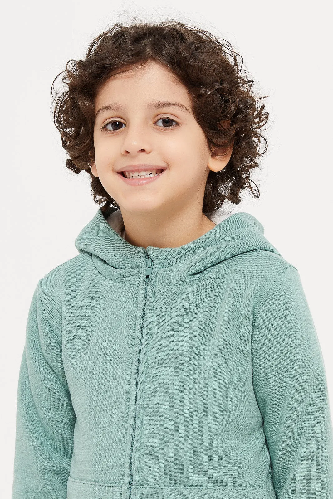 Boys Mint Hooded Zip Sweatshirt