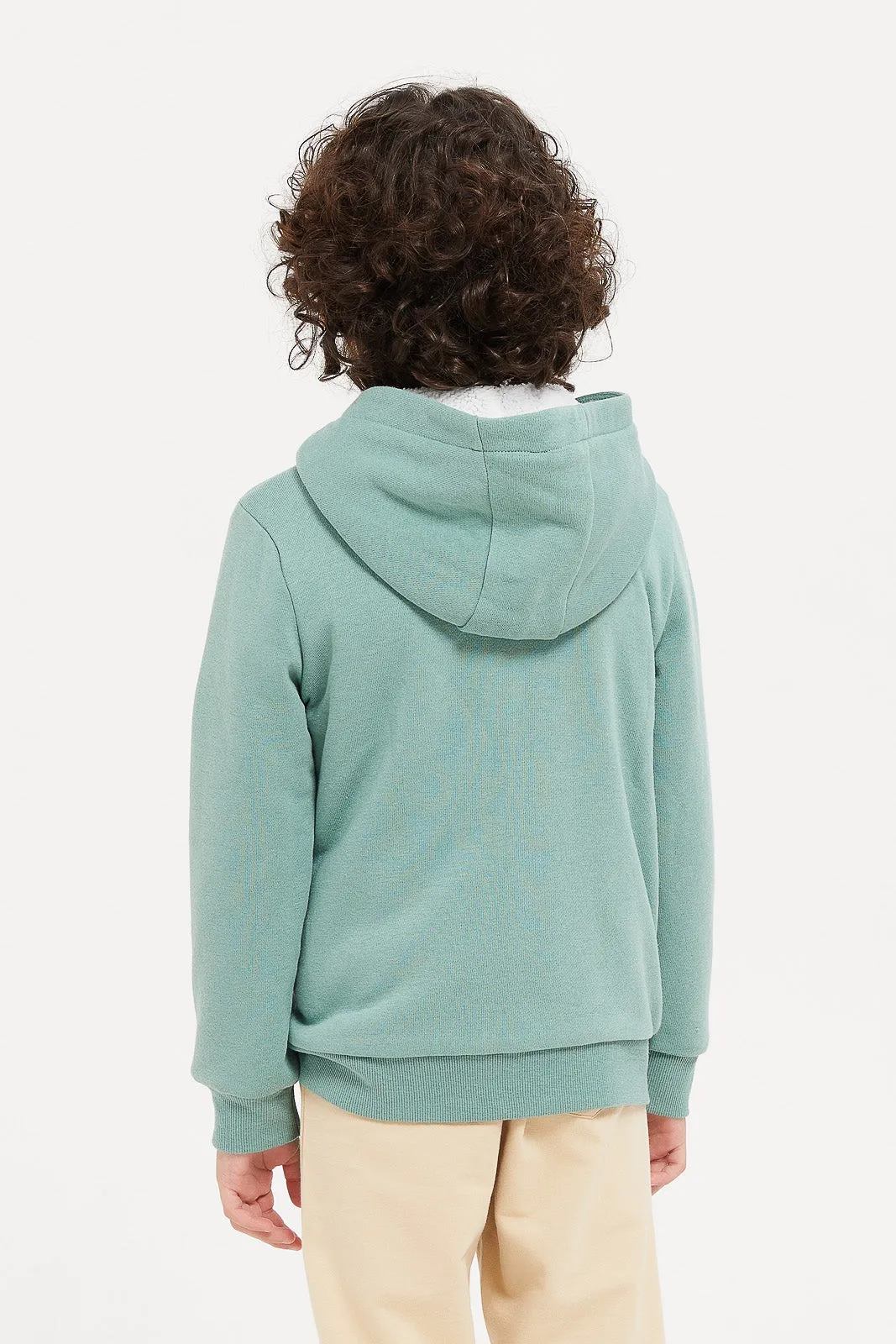 Boys Mint Hooded Zip Sweatshirt