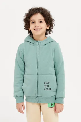 Boys Mint Hooded Zip Sweatshirt