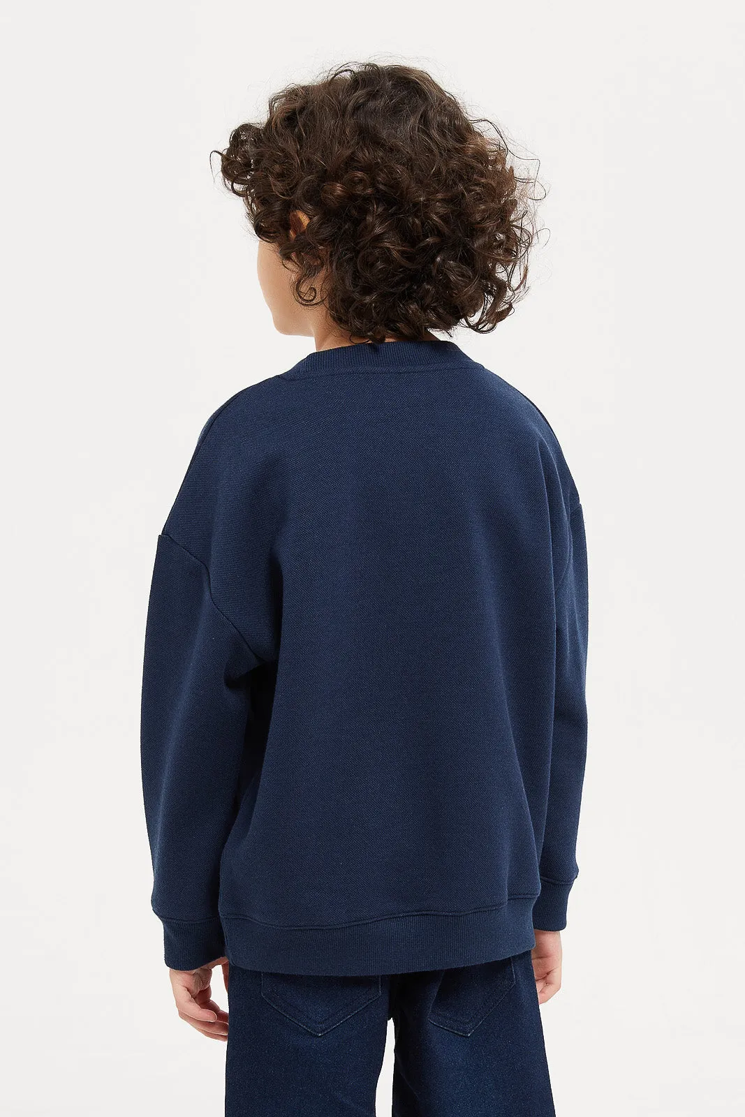 Boys Navy Bear Embossed Sweatshirt