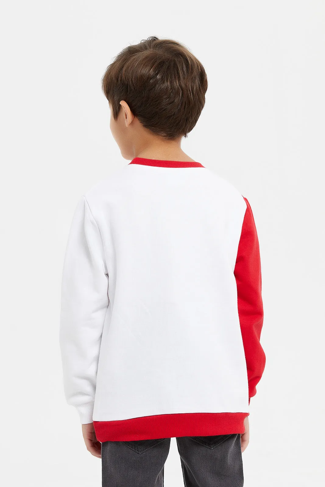 Boys Red And White Micky Mouse Sweatshirt