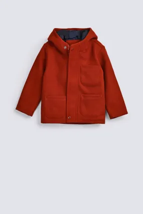 BOYS WOOL BLENDED HOODED COAT