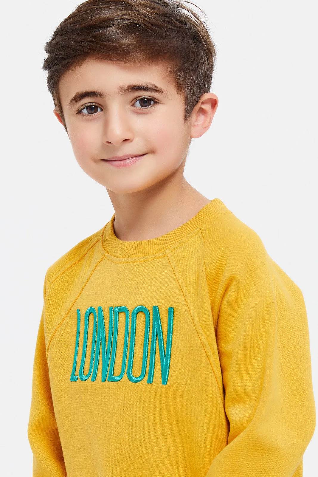 Boys Yellow London Embroidered Sweatshirt