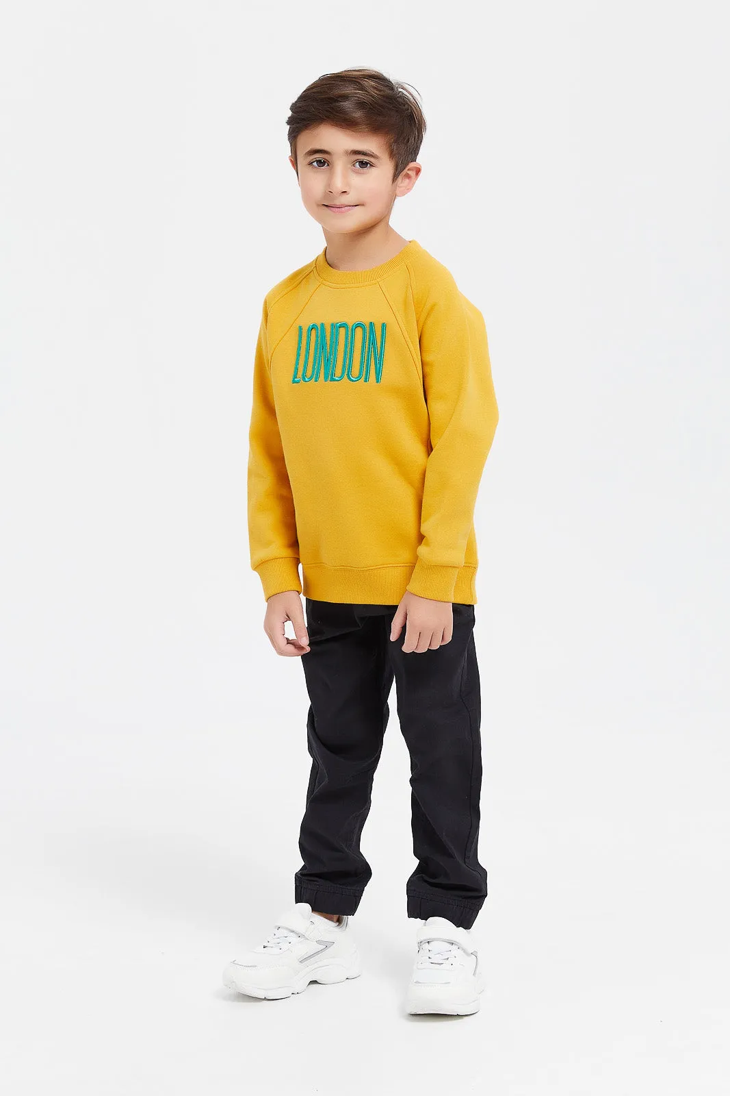 Boys Yellow London Embroidered Sweatshirt