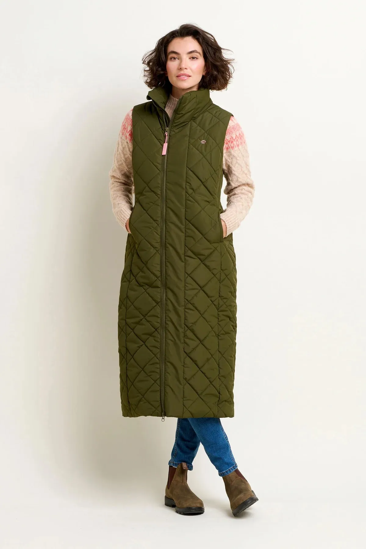 Brakeburn - Diamond Longline Gilet Khaki