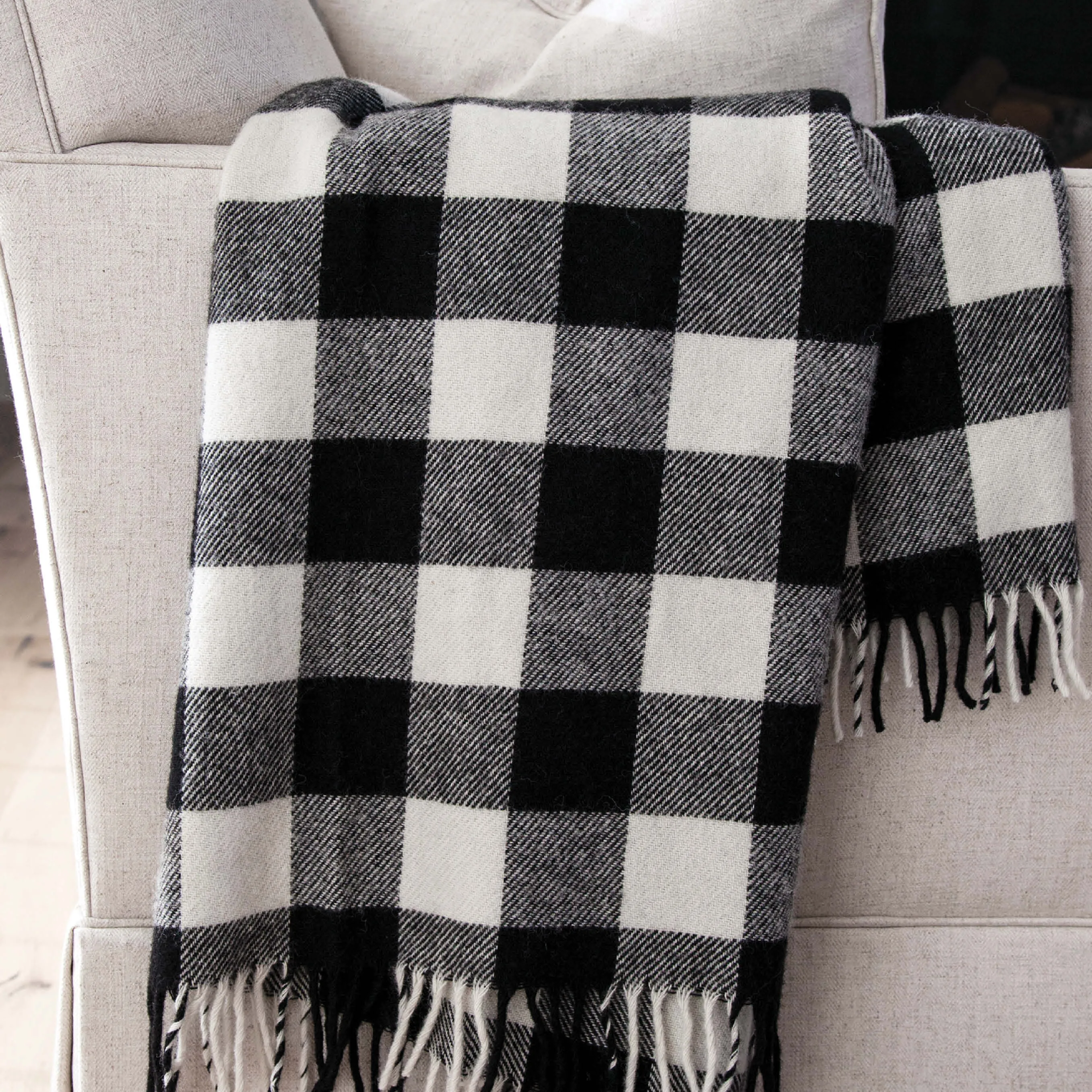 Buffalo Check Wool Throw Blanket