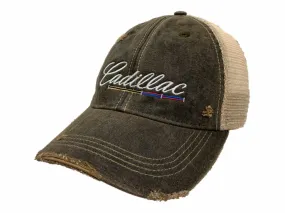 Cadillac General Motors Retro Brand Mudwashed Vintage Mesh Adj. Snapback Hat Cap