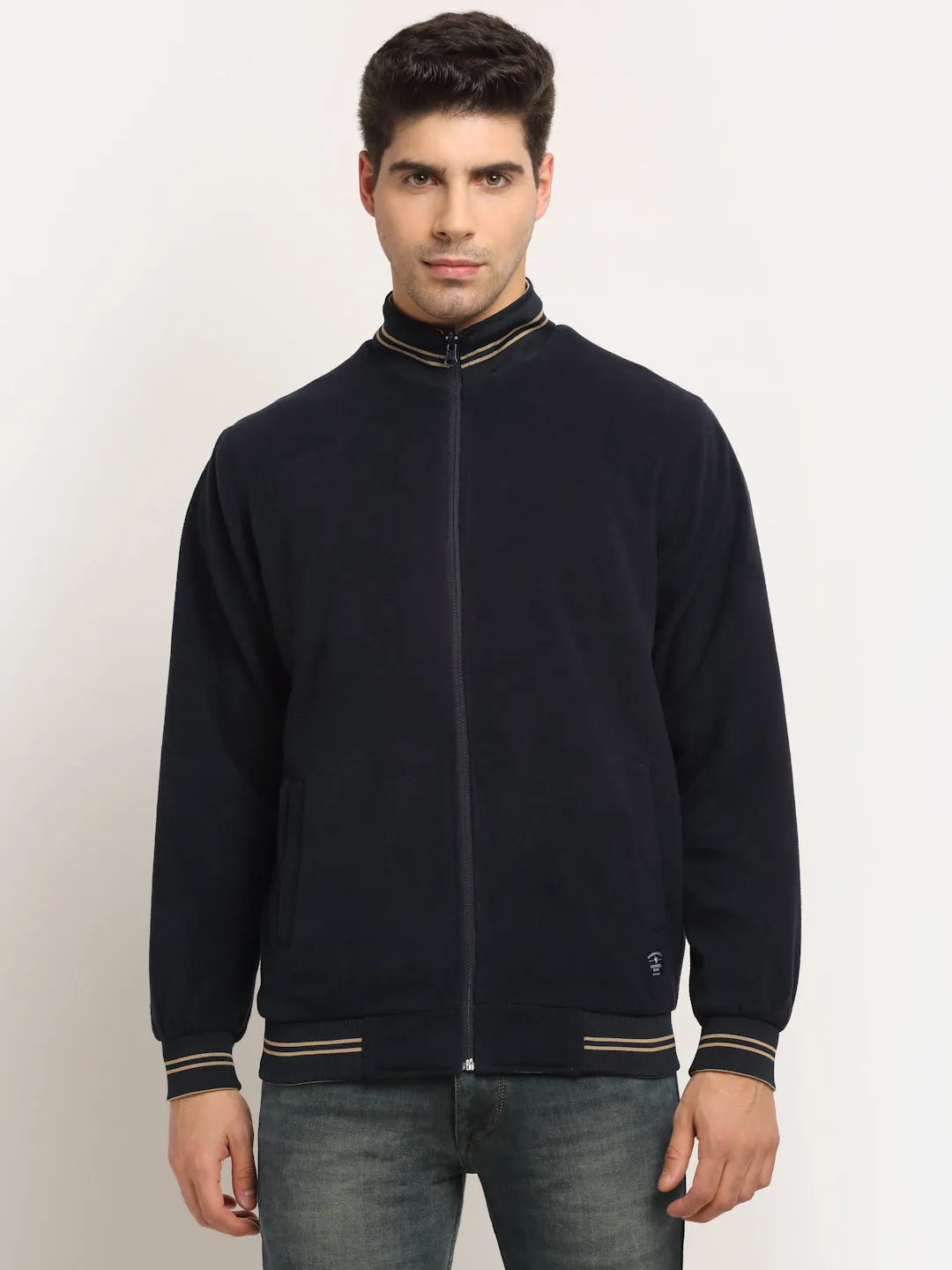 Cantabil Beige & Navy Blue Men's Reversible Jacket