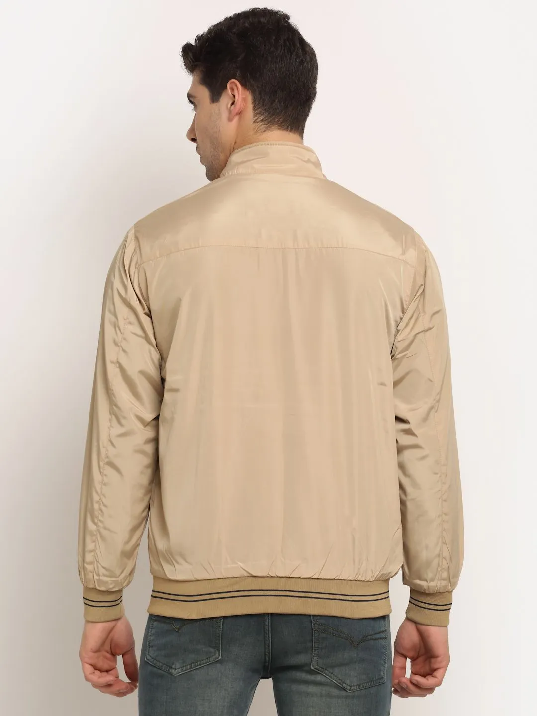 Cantabil Beige & Navy Blue Men's Reversible Jacket