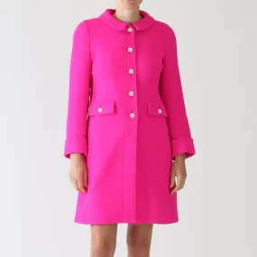 Carlen Pink Collared Coat With Crystal Buttons