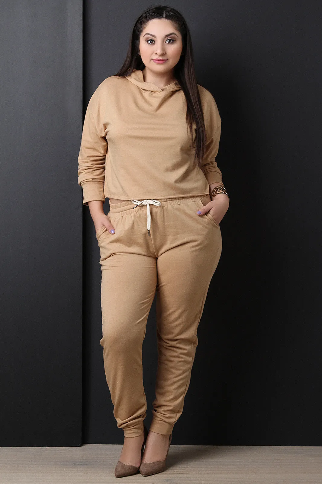 Casual Soft Knit Drawstring Jogger Pants