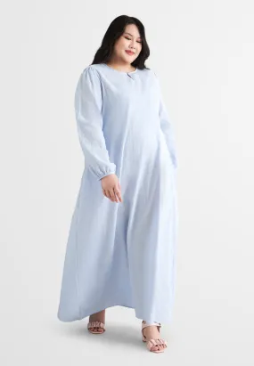 Catalina Cotton Puff Sleeve Jubah Dress - Blue