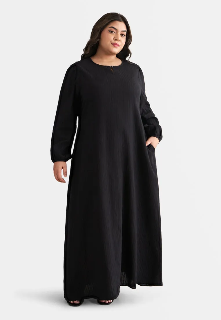 Catalina Cotton Puff Sleeve Jubah Dress - Green