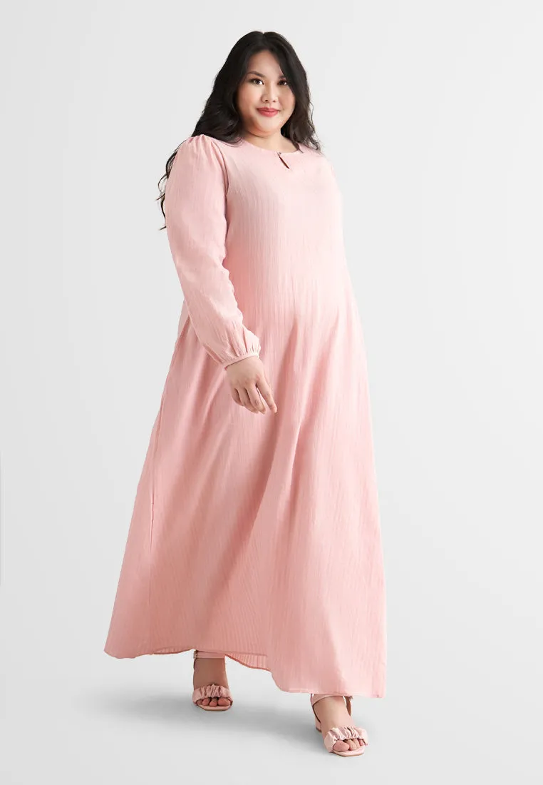 Catalina Cotton Puff Sleeve Jubah Dress - Green