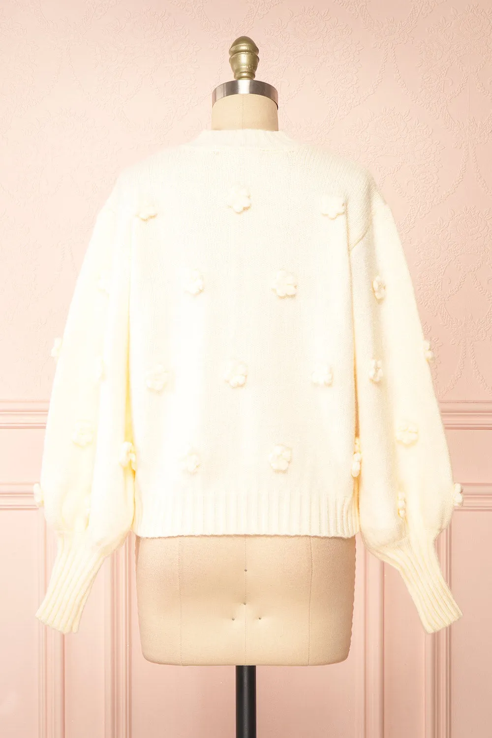 Cathy | Ivory 3D Floral Sweater