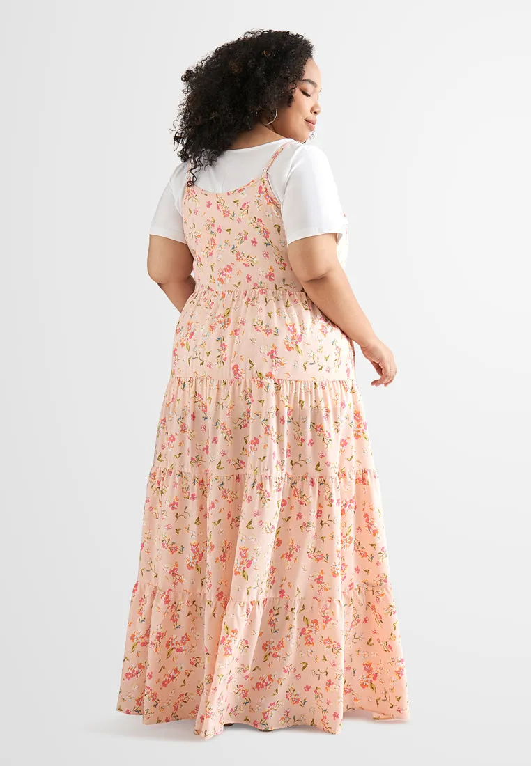 Celia Adjustable Strap Floral Long Tiered Dress