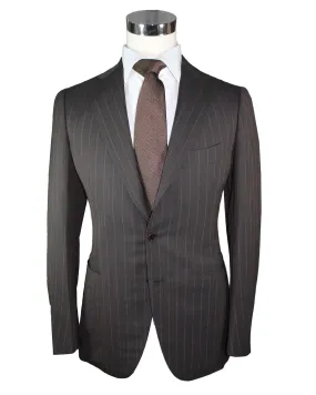 Cesare Attolini Suit Black Brown Stripes EU 50/ US 40