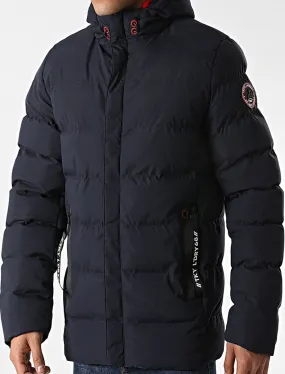 Chappin Quilted Puffer Coat with Hood In Sky Captain Navy - Tokyo Laundry