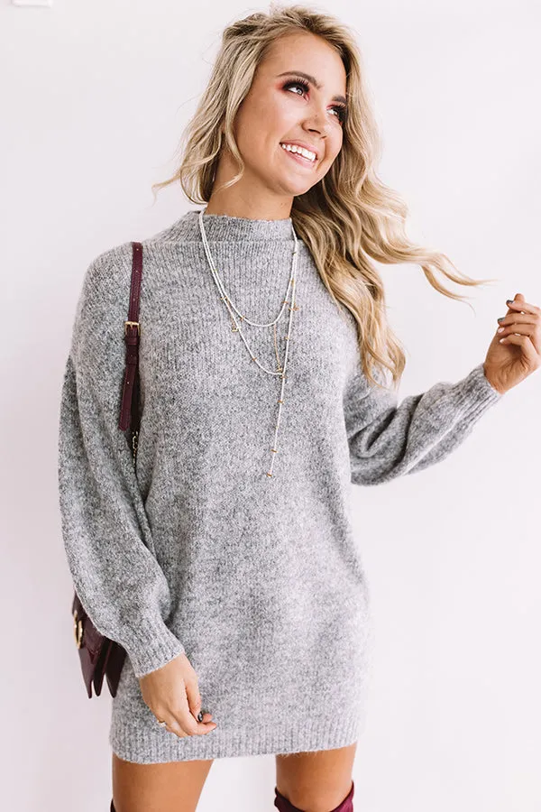 Cheers For Cozy Sweater Dress In Dark Grey