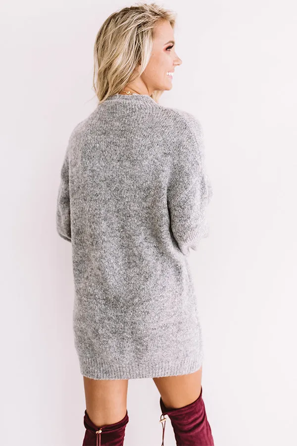 Cheers For Cozy Sweater Dress In Dark Grey