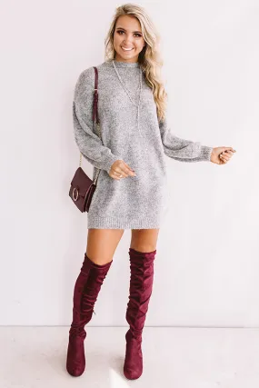 Cheers For Cozy Sweater Dress In Dark Grey