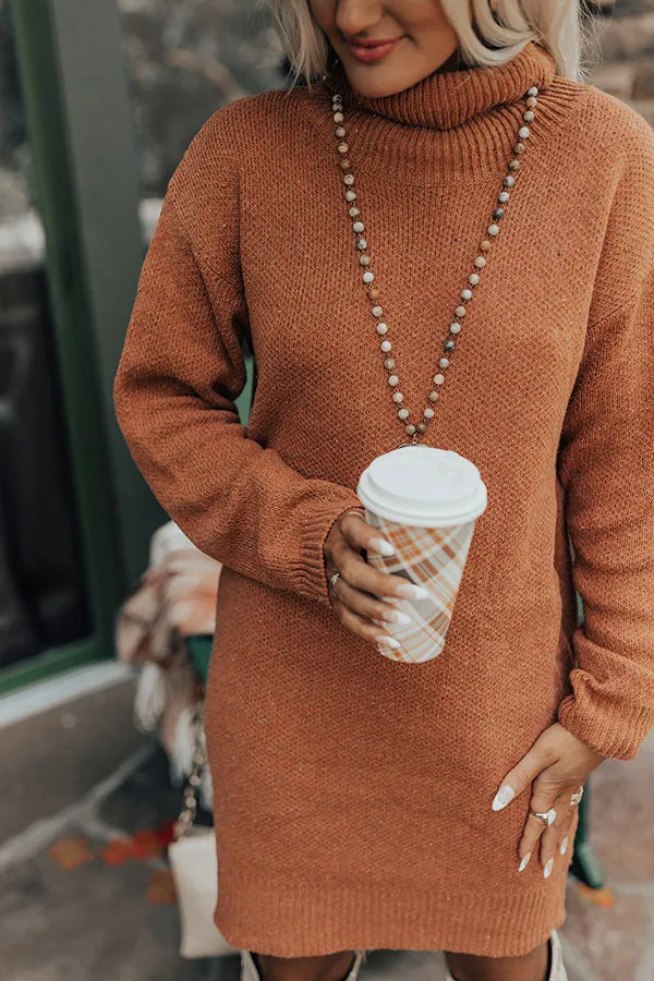 Chill On The Horizon Sweater Dress In Rust