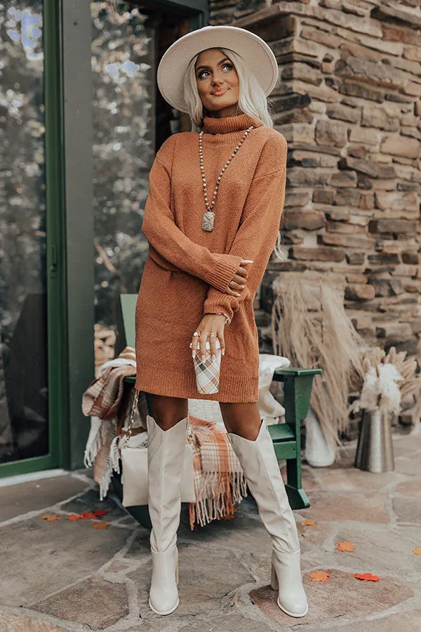 Chill On The Horizon Sweater Dress In Rust