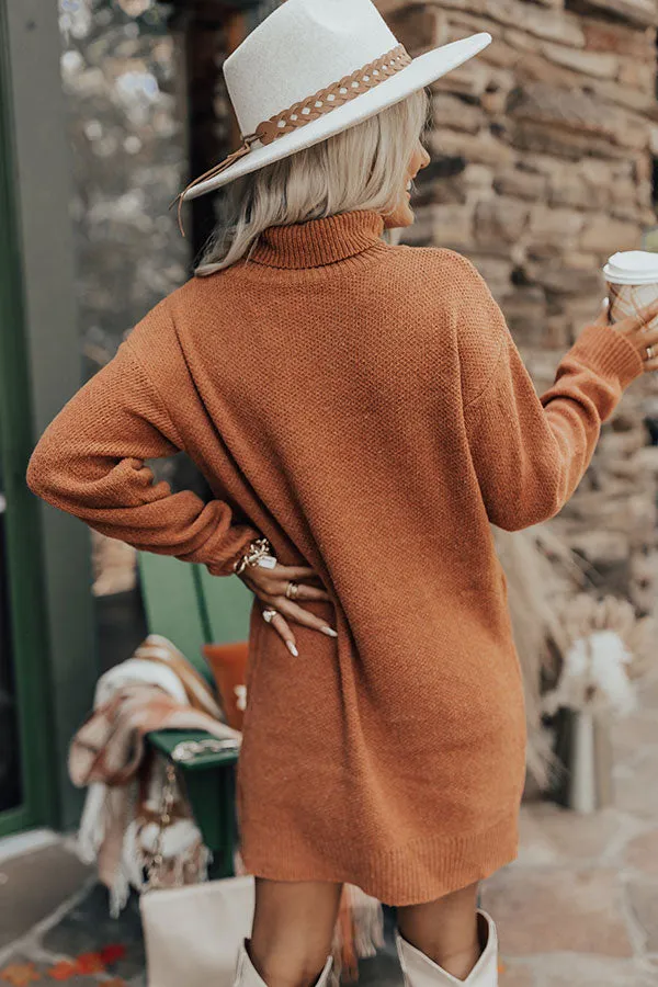 Chill On The Horizon Sweater Dress In Rust