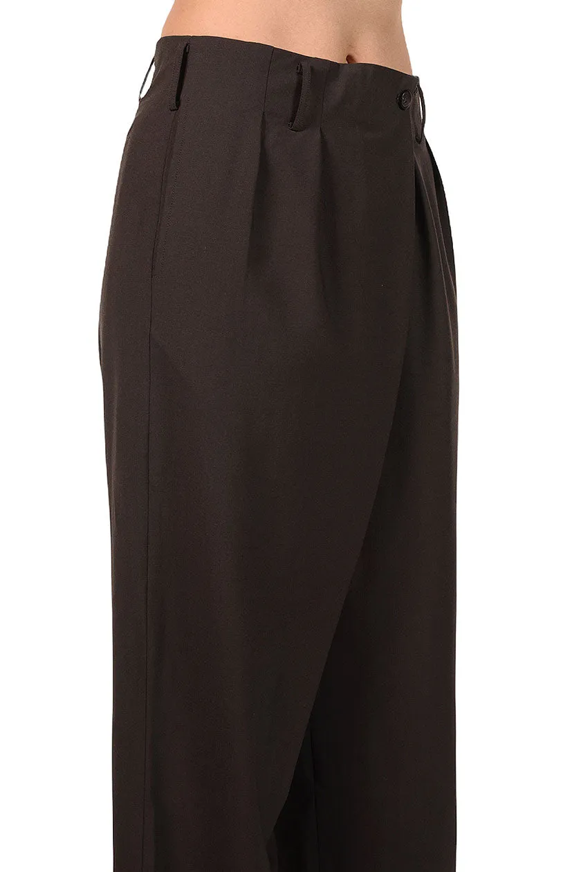 Chocolate High Waist Wool Trousers