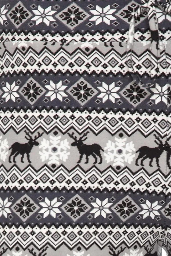 Christmas Black & White Fair Isle Print Comfortable Soft Lounge Pajama Pants