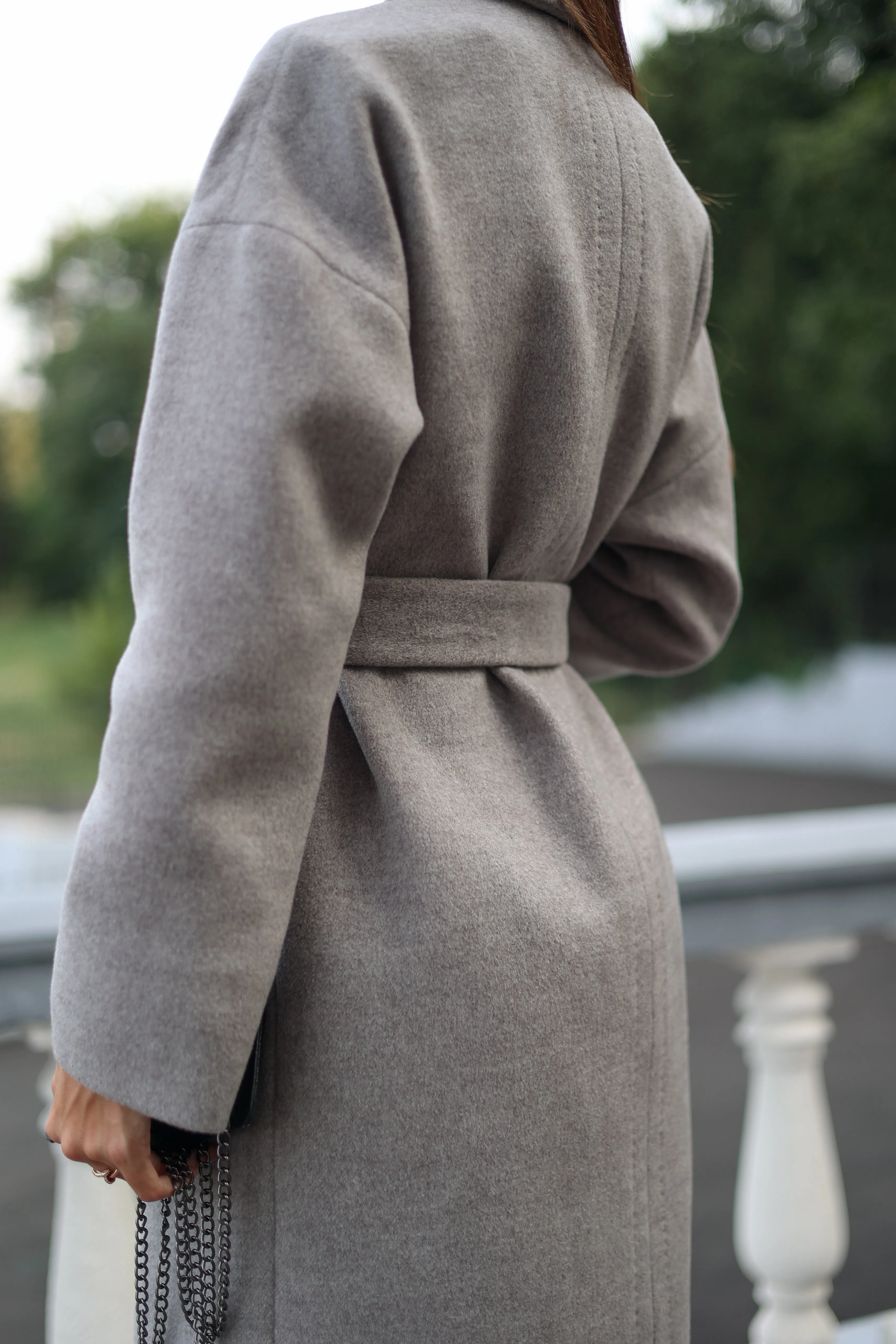 Classic Wool Blend Coat in Grey