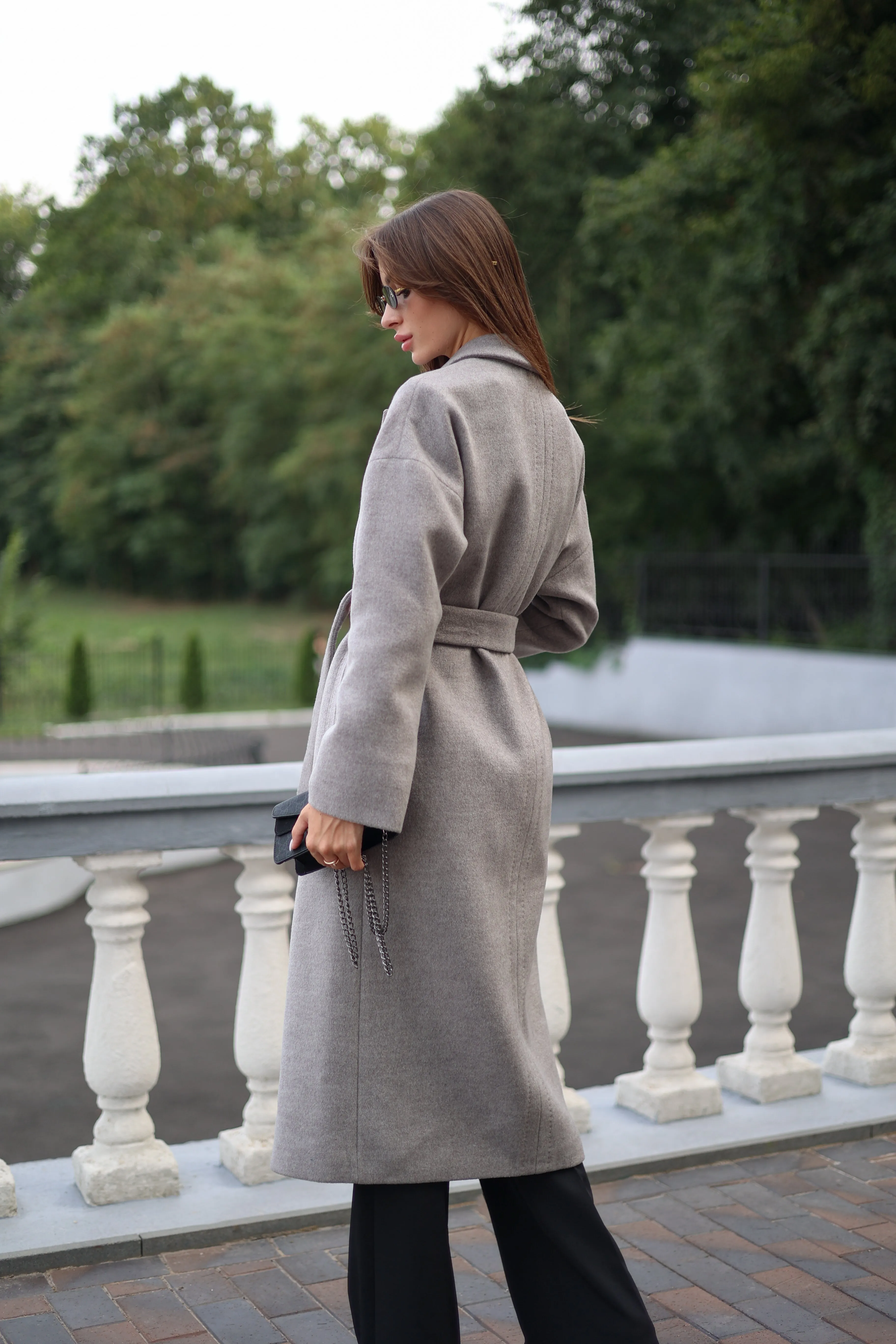 Classic Wool Blend Coat in Grey