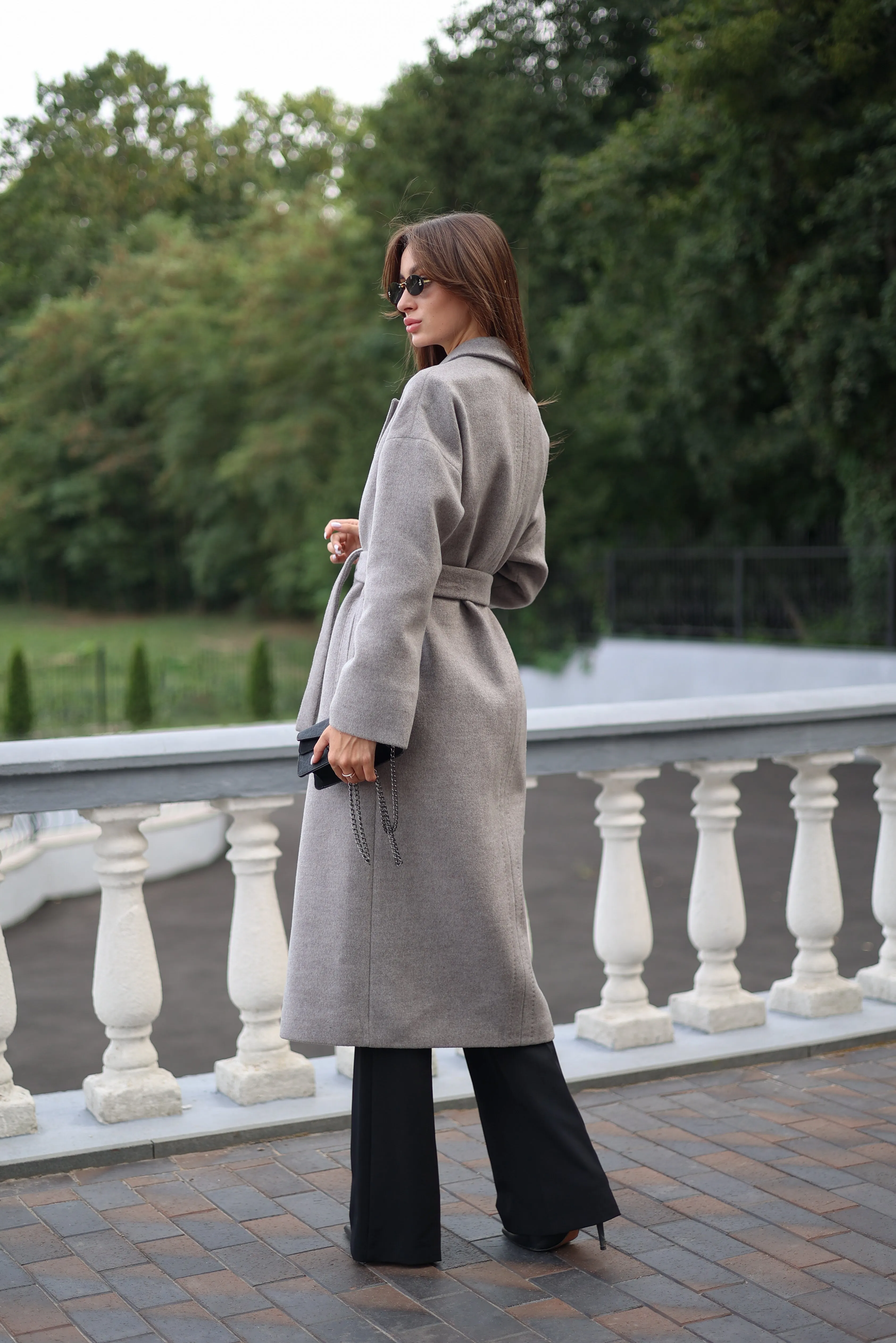 Classic Wool Blend Coat in Grey