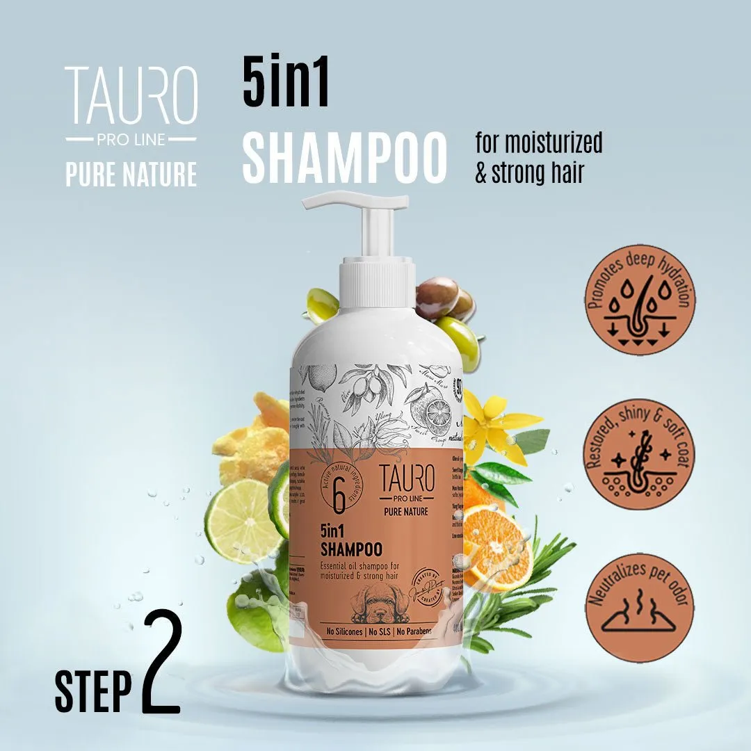 CLEARANCE Tauro Pro Line Pure Nature 5in1 Moisturizing Dog & Cat Shampoo For Gentle Coat And Skin Care Deep Hydration With Essential Oils