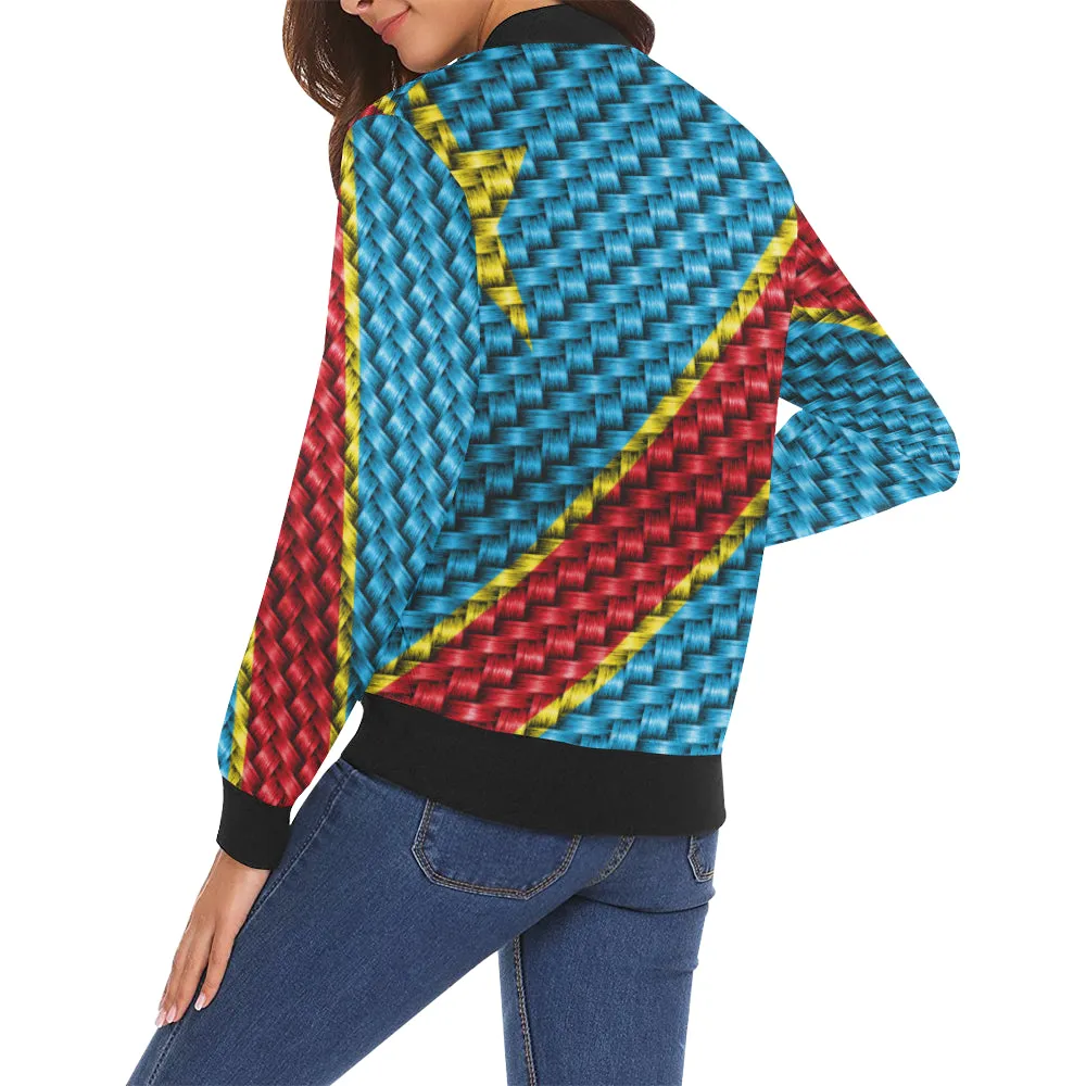 CONGO FLAG All Over Print Bomber Jacket for Women