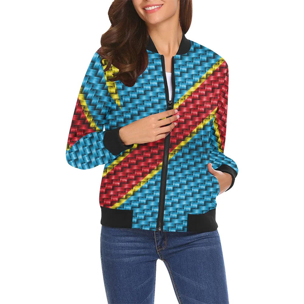 CONGO FLAG All Over Print Bomber Jacket for Women