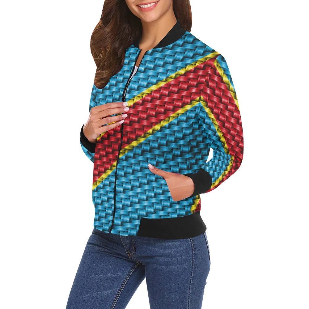 CONGO FLAG All Over Print Bomber Jacket for Women