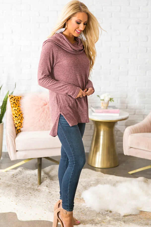 Cozy Off Shoulder Sweater in Vineyard Grape