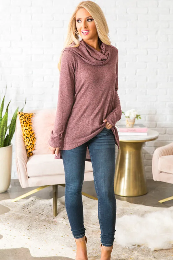 Cozy Off Shoulder Sweater in Vineyard Grape