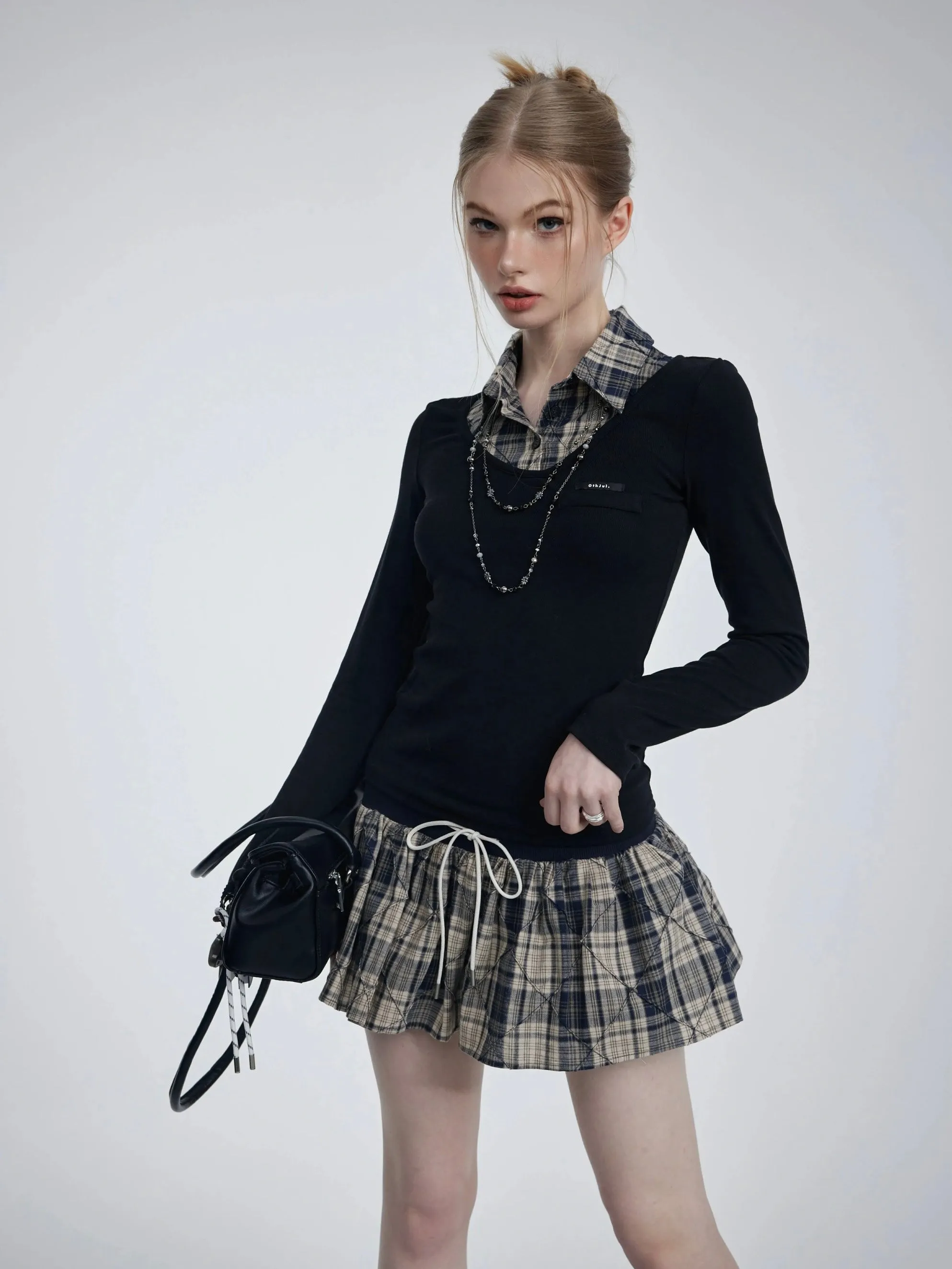 [Customizable] Campus Chic School Girl Mini Dress Sweater Set