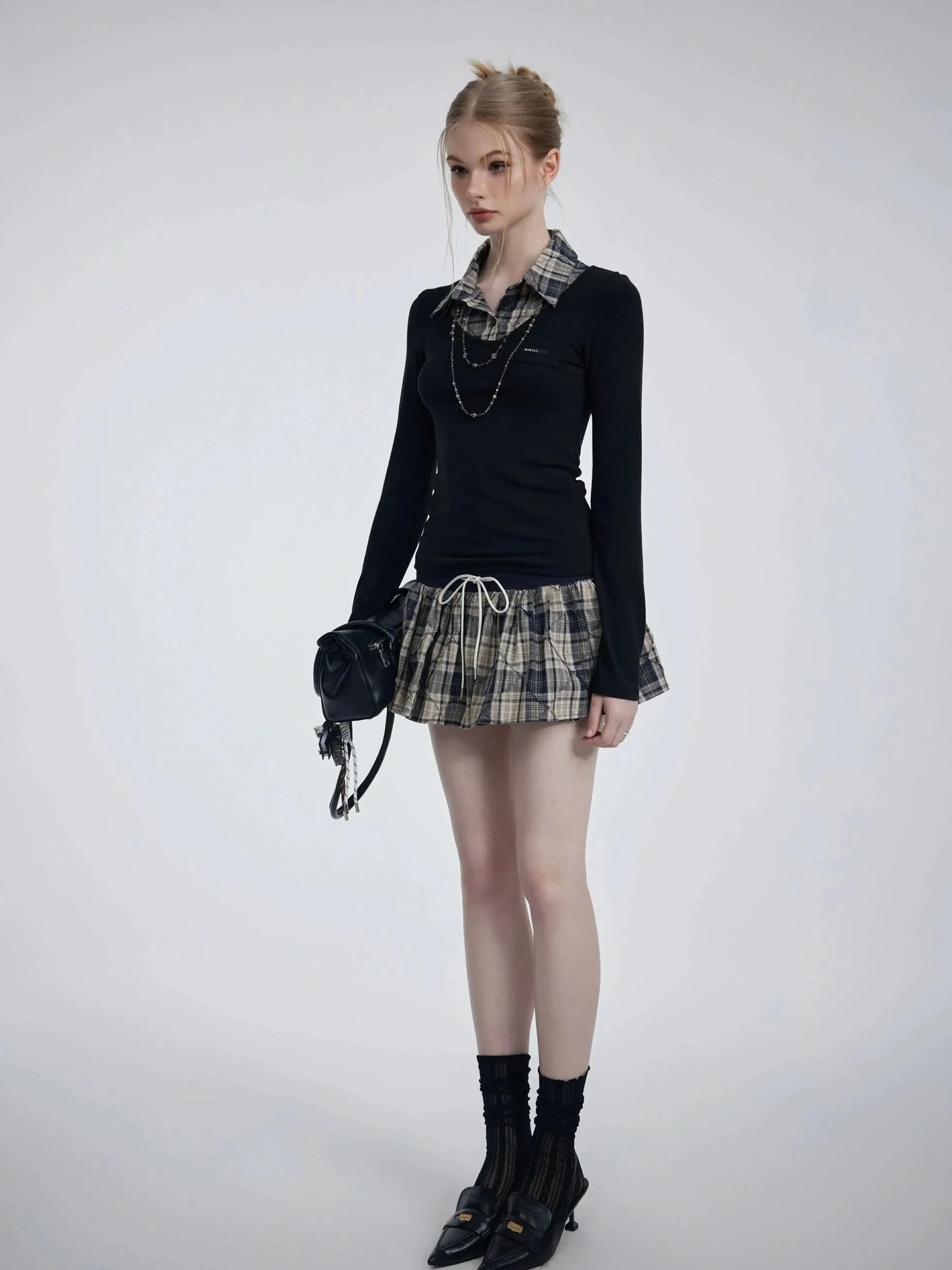 [Customizable] Campus Chic School Girl Mini Dress Sweater Set