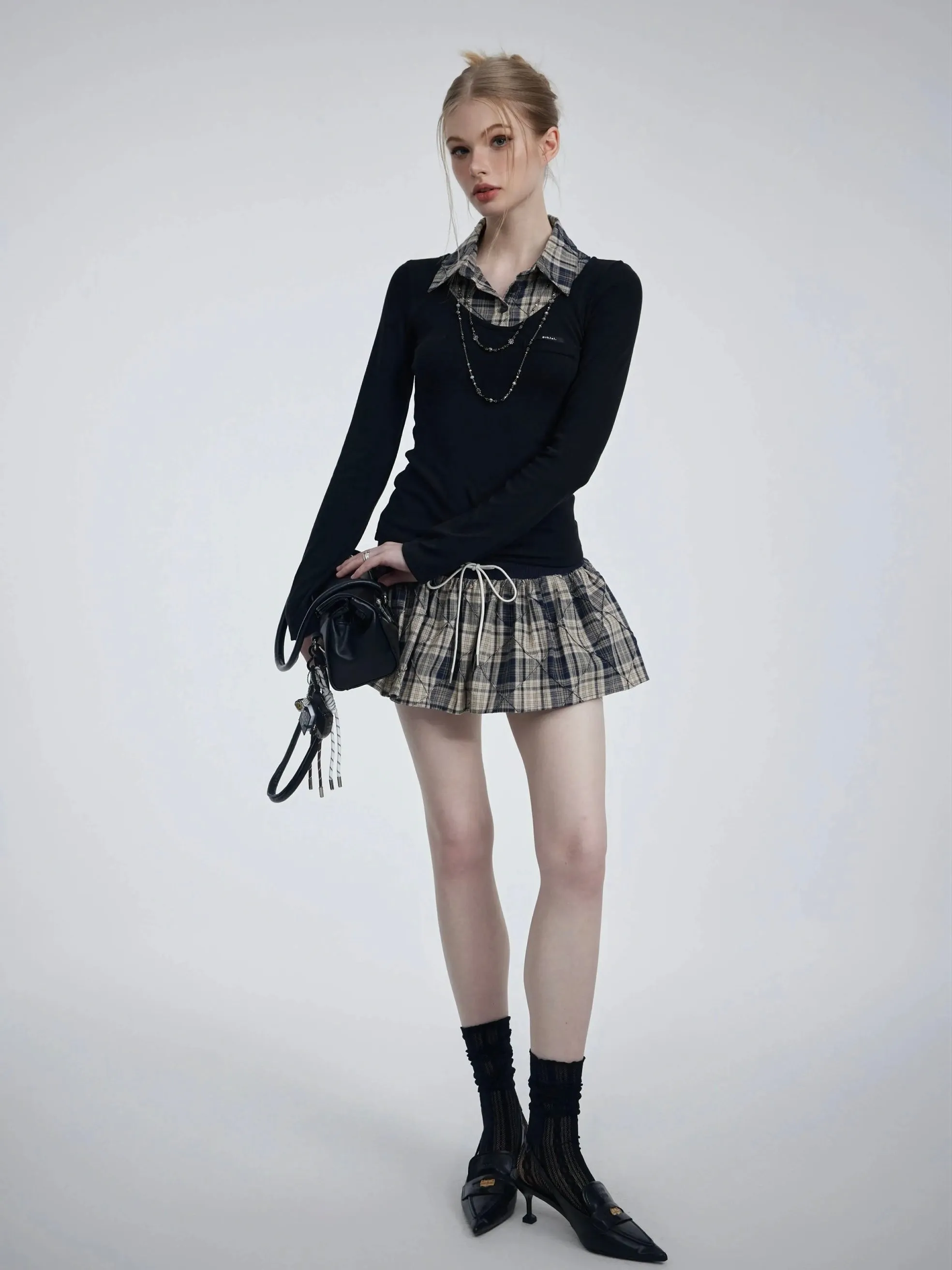 [Customizable] Campus Chic School Girl Mini Dress Sweater Set